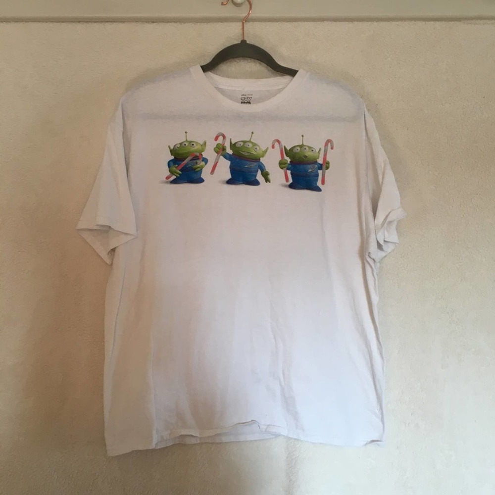 Disney Tshirt Toy Story Aliens Christmas Candy Canes Size Mens Extra Large White